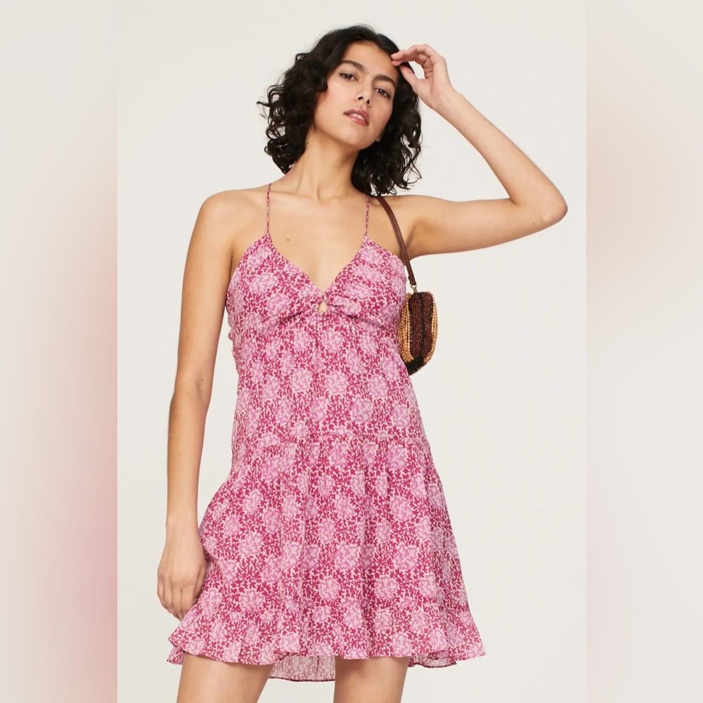 Vanessa Bruno Pink Floral Abaca Dress Size 40 FR / 8 US $375